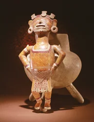 Stativvas med en bildfigur, från Miahuatlan, Oaxaca (keramik)